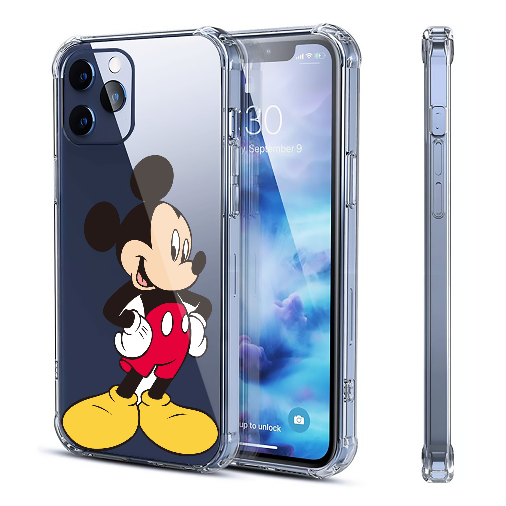 （画像用） ミッキーマウス Mickey Mouse 【iPhone 12シリーズ対応】透明スマホケース（クリアソフトケース）